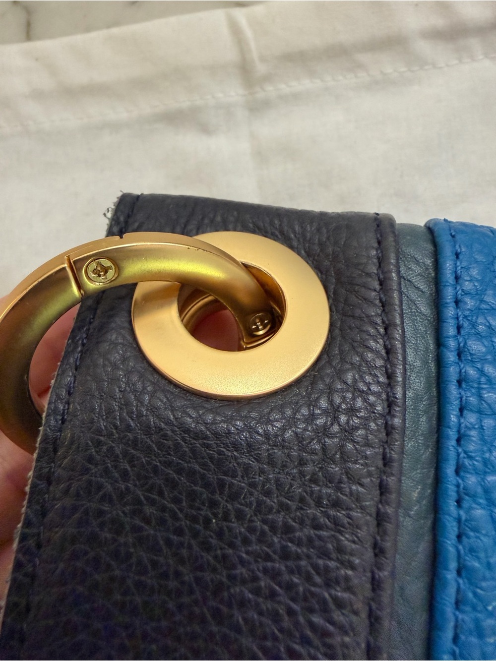 Hammitt Montana Small Toluca Blue Leather Crossbody Bag brushed Gold hardware - Picture 9 of 10
